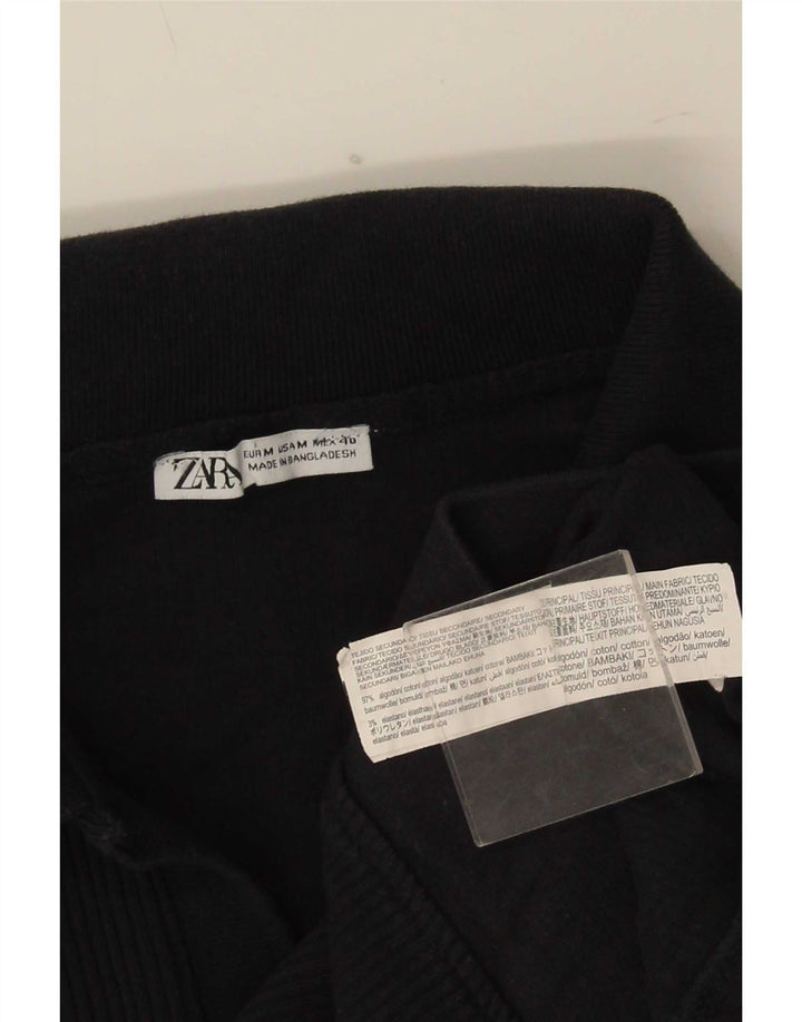 Zara Mens Polo Shirt Medium Navy Blue Cotton