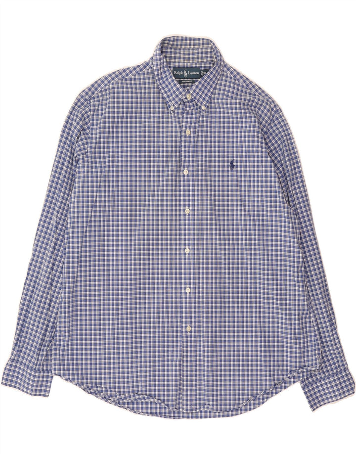 RALPH LAUREN Mens Comfort Fit Shirt XL Blue Check Vintage Ralph Lauren and Second-Hand Ralph Lauren from Messina Hembry 