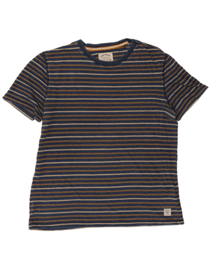 Fat Face Mens T-Shirt Top Large Blue Striped Cotton
