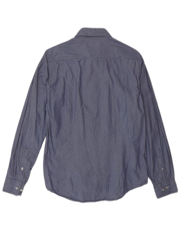 Dack's Mens Slim Fit Shirt Medium Blue Pinstripe Cotton