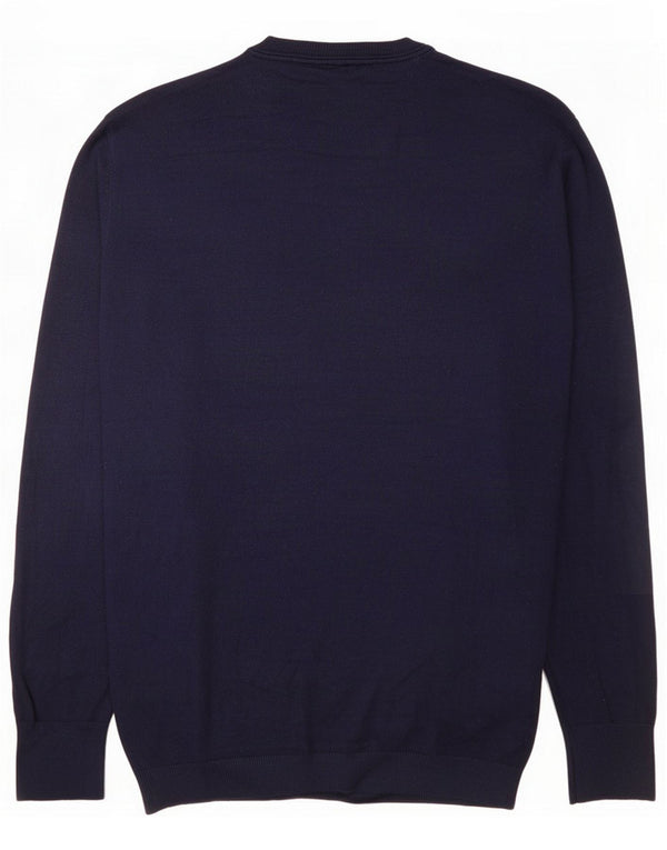 Zara Mens Crew Neck Jumper Sweater Large Navy Blue Viscose