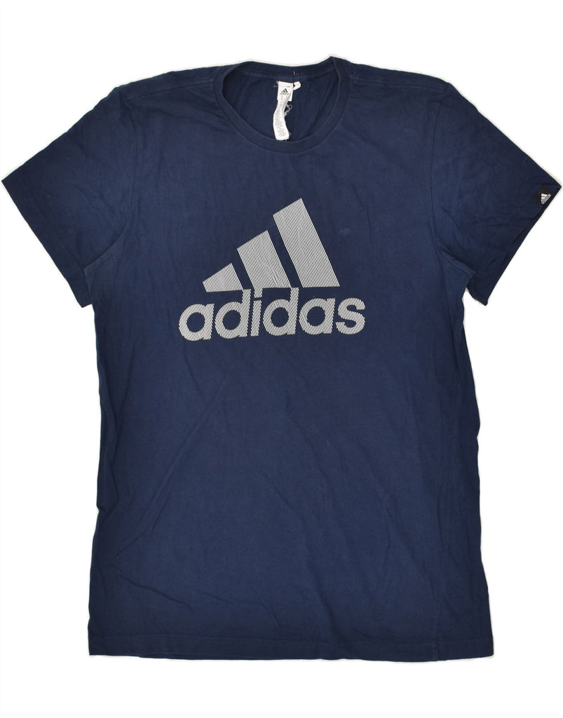 ADIDAS Mens Graphic T-Shirt Top Medium Navy Blue Cotton | Vintage Adidas | Thrift | Second-Hand Adidas | Used Clothing | Messina Hembry 