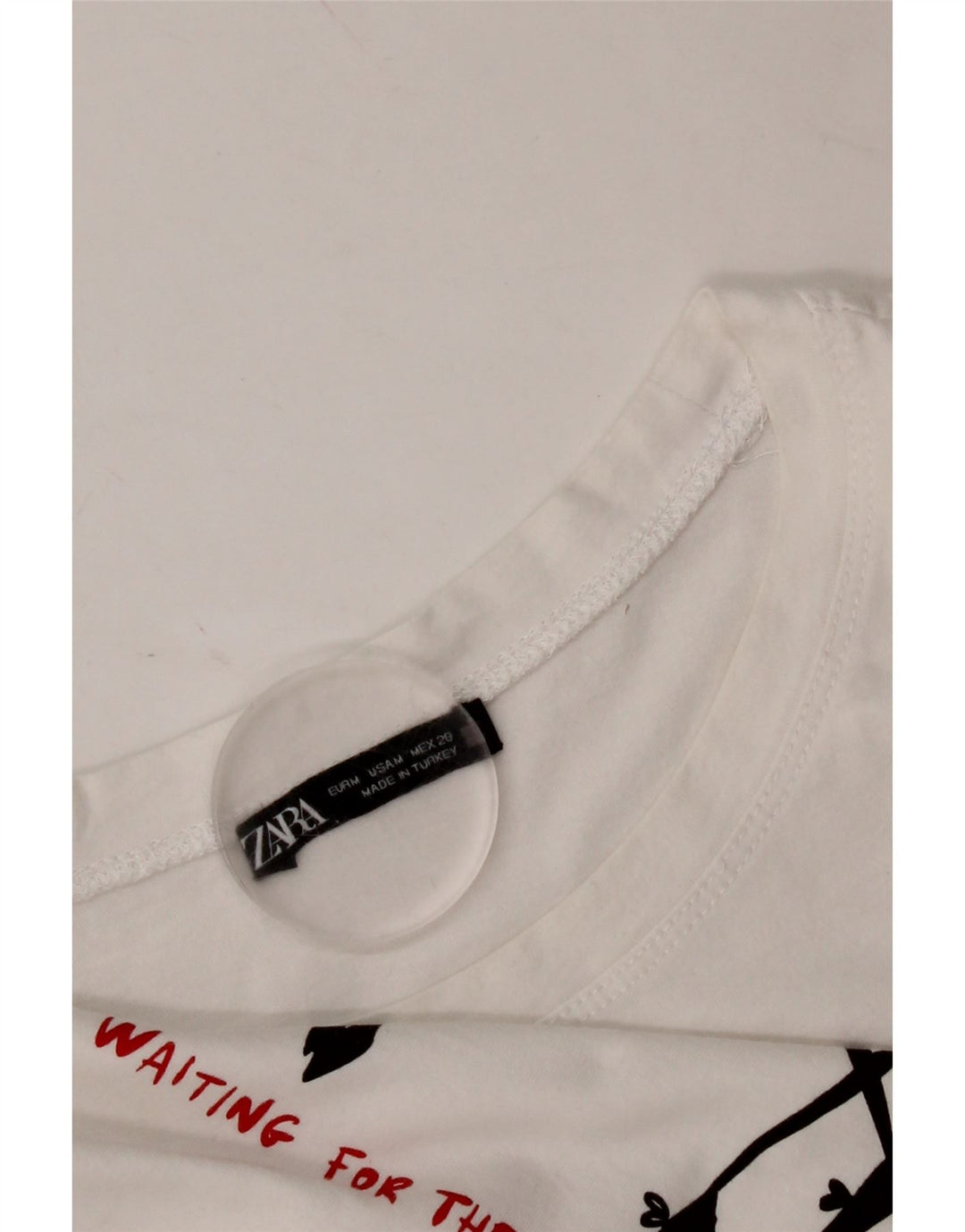 ZARA Womens Graphic T-Shirt Top UK 14 Medium White