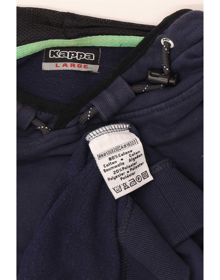 Kappa Mens Hoodie Jumper Large Navy Blue Cotton