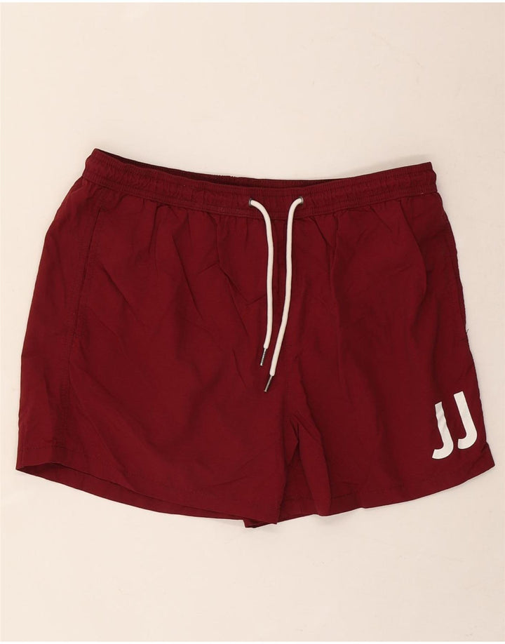 Jack & Jones Mens Graphic Swimming Shorts Large Burgundy Polyester