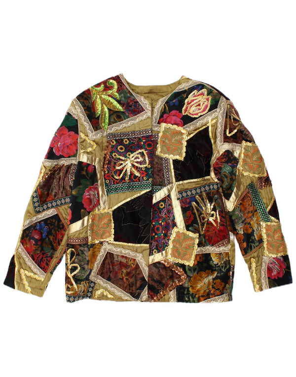 ELISA LANDRI Womens Blazer Jacket UK 16 Large Khaki Patchwork Viscose