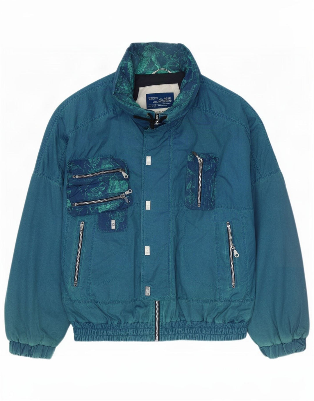 Vintage Mens Bomber Jacket IT 50 Large Blue Polyester