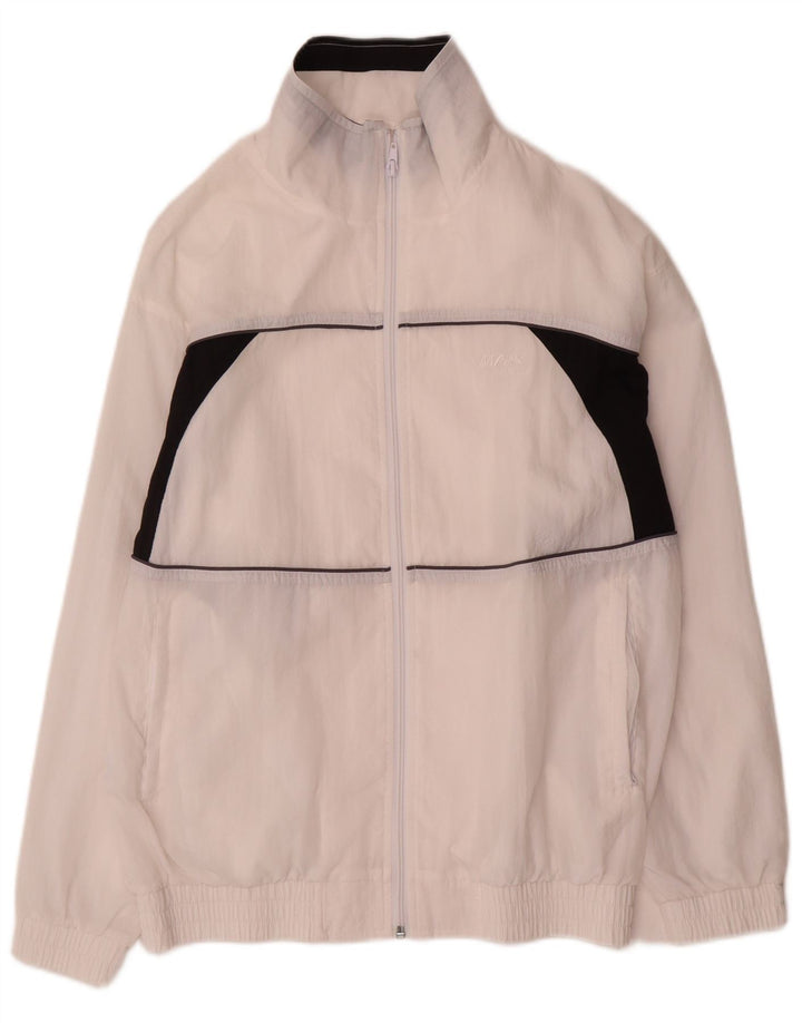 Vintage Womens Tracksuit Top Jacket UK 12 Medium White Colourblock