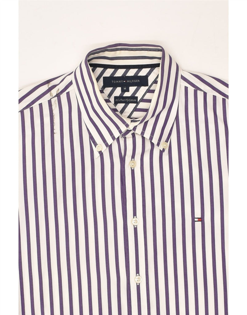 TOMMY HILFIGER Mens 80'S Two Ply Shirt Medium Purple Striped Cotton | Vintage Tommy Hilfiger | Thrift | Second-Hand Tommy Hilfiger | Used Clothing | Messina Hembry 