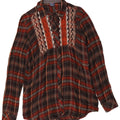 Trussardi Womens Longline Shirt UK 14 Medium Burgundy Check
