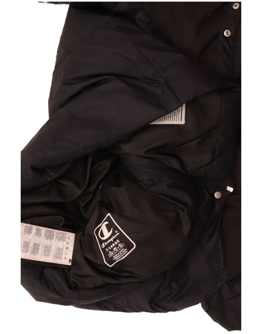 CHAMPION Womens Loose Fit Padded Jacket UK 18 XL Black Colourblock