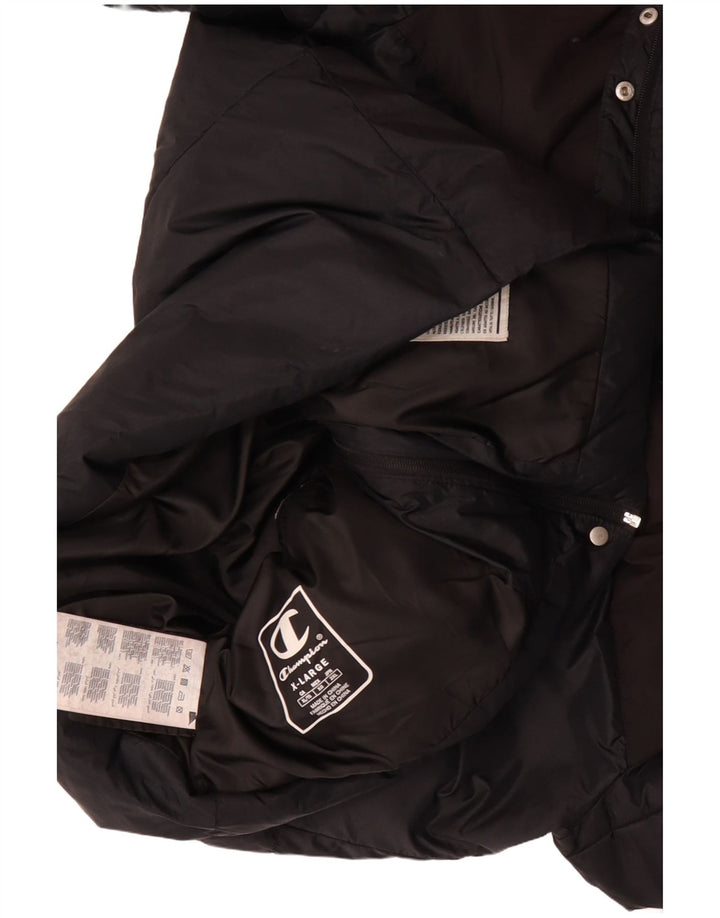 CHAMPION Womens Loose Fit Padded Jacket UK 18 XL Black Colourblock