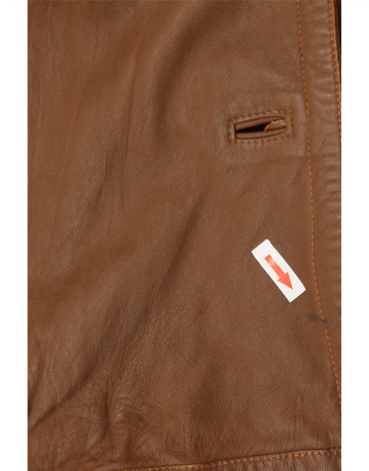 Vintage Womens Batwing Leather Coat EU 40 Medium Brown