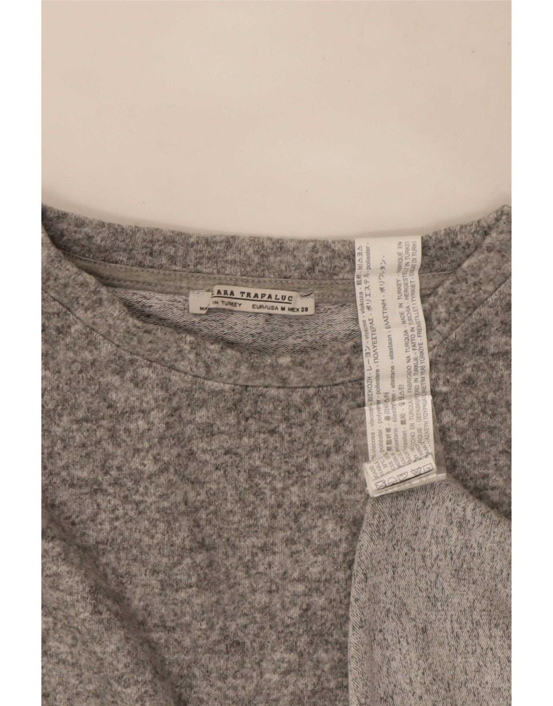 Zara Womens Trafaluc Long Sleeve Blouse Top UK 14 Medium Grey Flecked