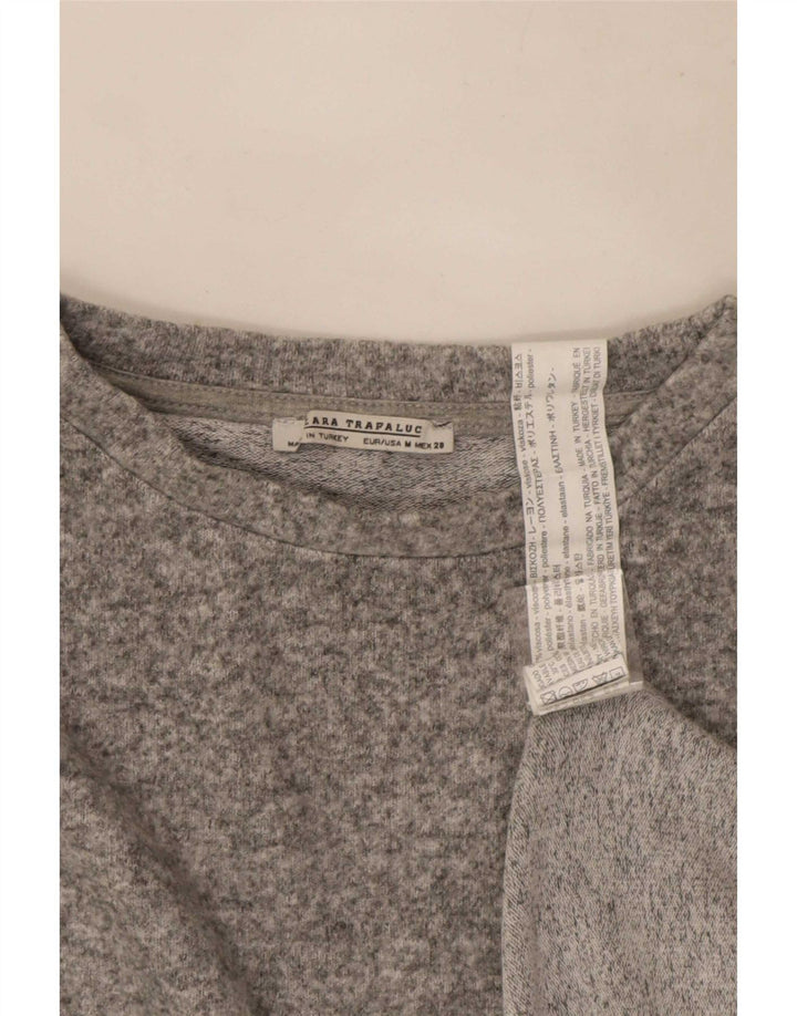 Zara Womens Trafaluc Long Sleeve Blouse Top UK 14 Medium Grey Flecked