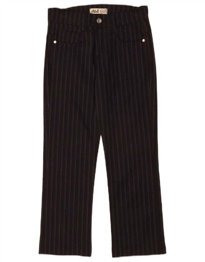 BEST COMPANY Girls Casual Trousers 7-8 Years W24 L25 Black Pinstripe
