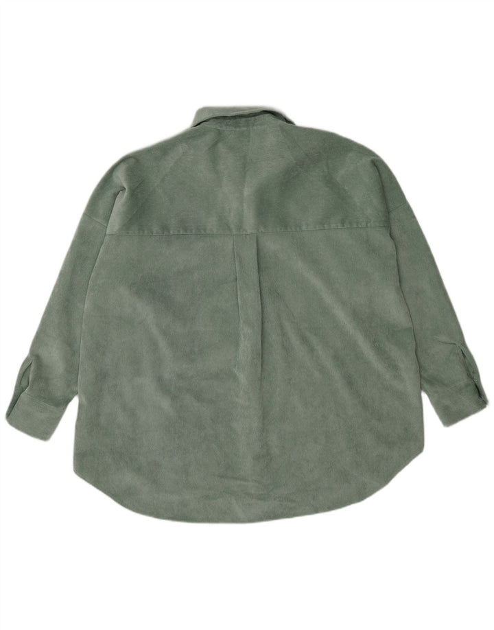 Zara Womens Oversized Corduroy Shirt UK 14 Medium Green Polyester