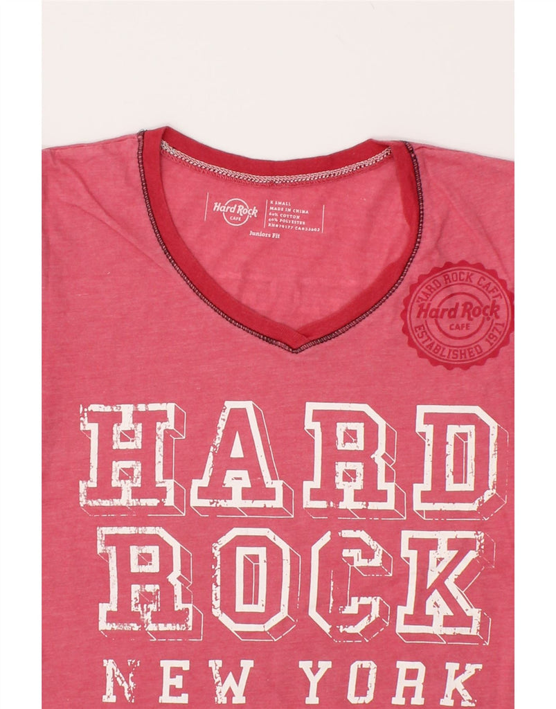 HARD ROCK CAFE Womens Juniors Fit Graphic T-Shirt Top UK 6 XS Red Cotton | Vintage Hard Rock Cafe | Thrift | Second-Hand Hard Rock Cafe | Used Clothing | Messina Hembry 