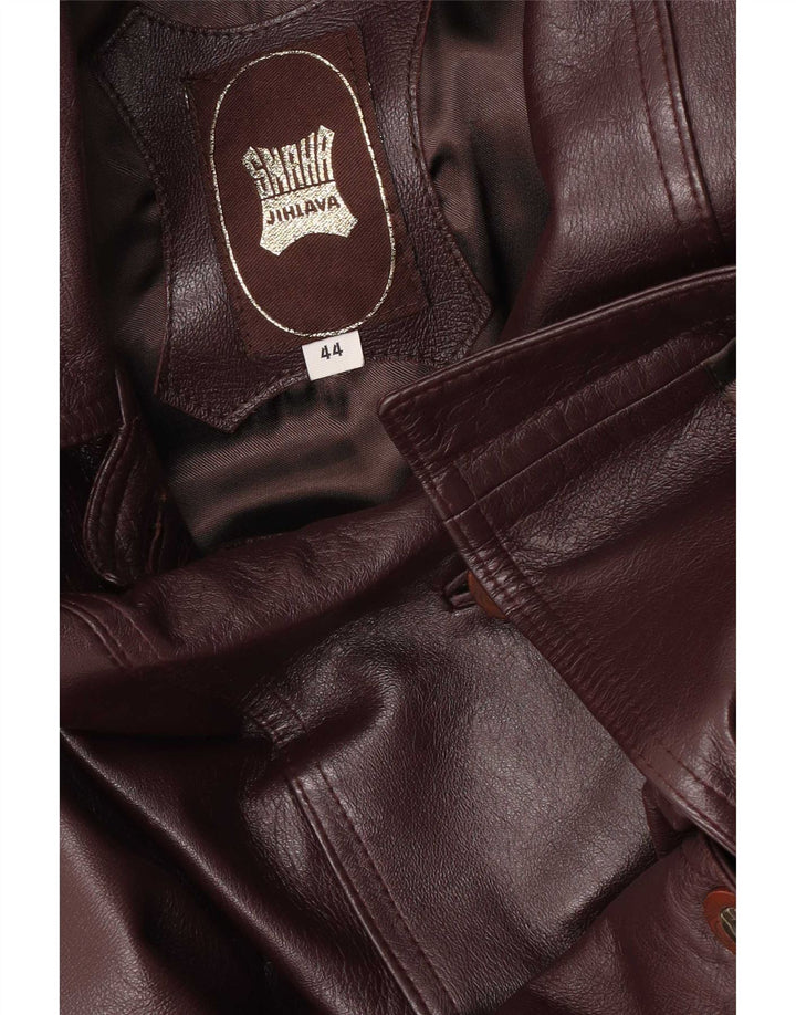 Vintage Womens Leather Coat IT 44 Medium Brown