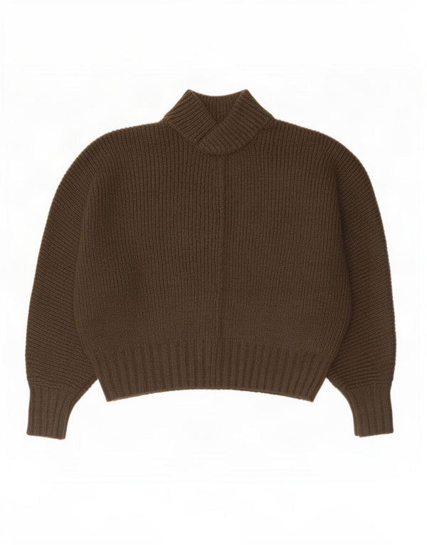 Zara Womens Oversized Turtle Neck Jumper Sweater UK 16 Large Khaki