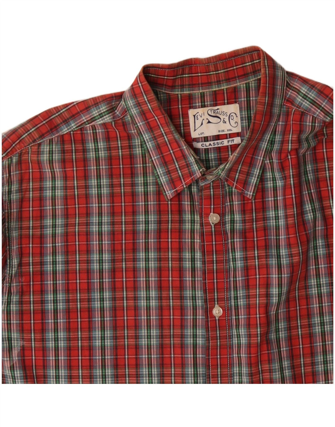 LEVI'S Mens Classic Fit Short Sleeve Shirt 2XL Red Check