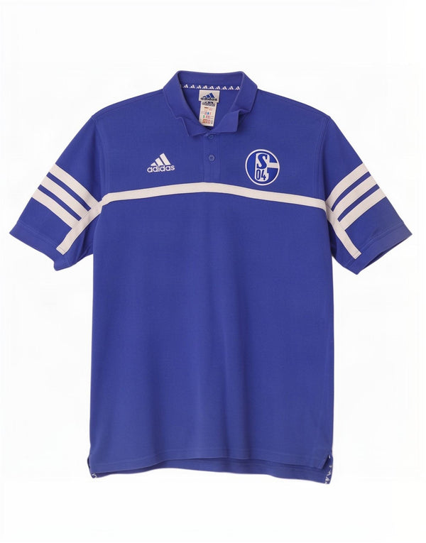 Adidas Mens Polo Shirt UK 38/40 Medium Blue Colourblock Cotton