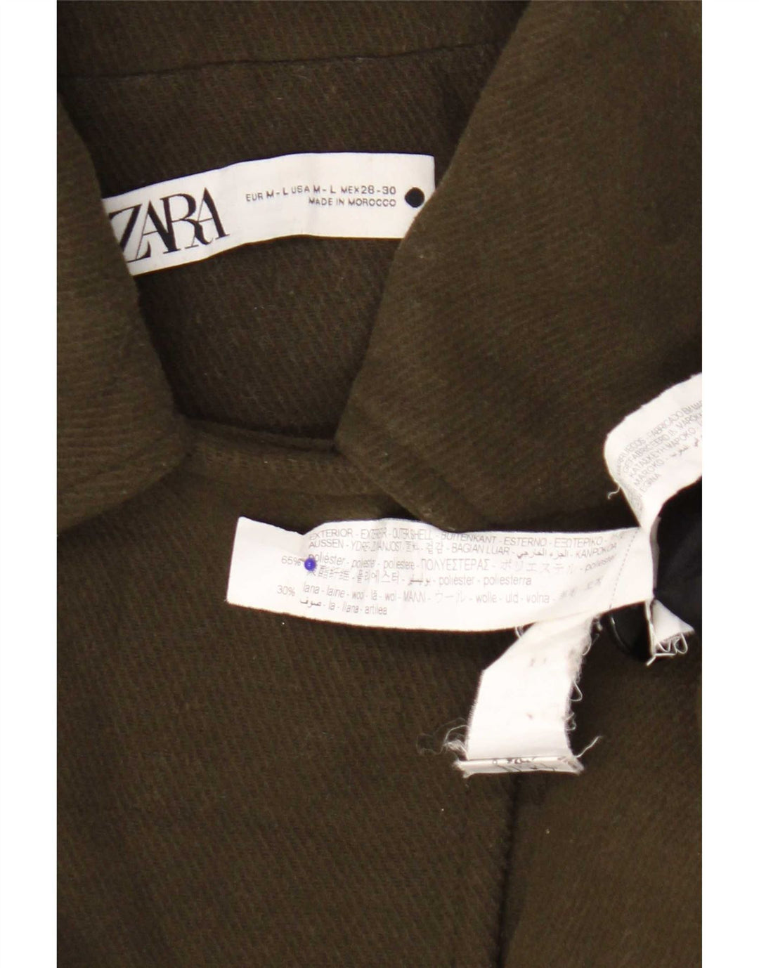 Zara Womens Cape Jacket UK 14 Medium Khaki Polyester