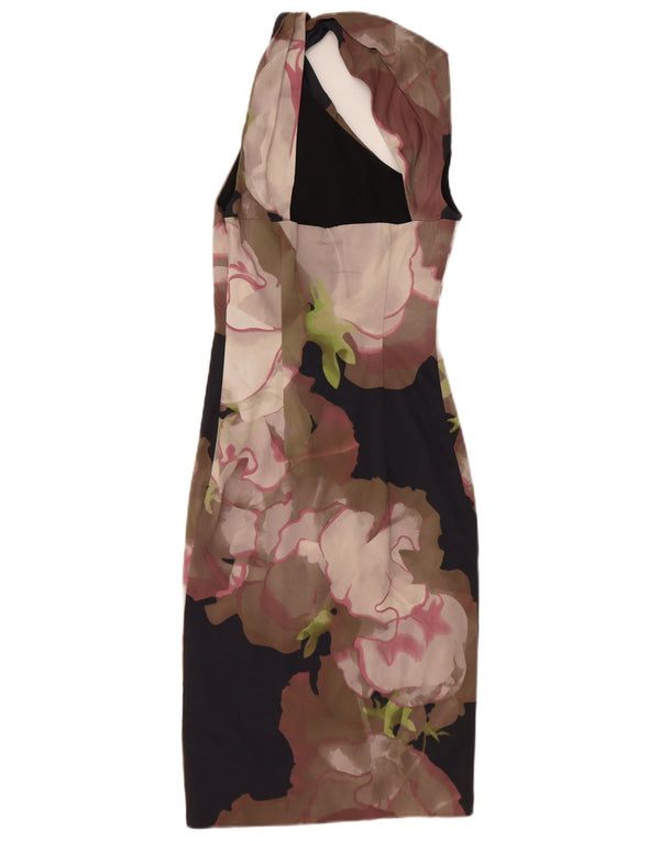 Karen Millen Womens Halter Dress UK 6 XS Black Floral Acetate