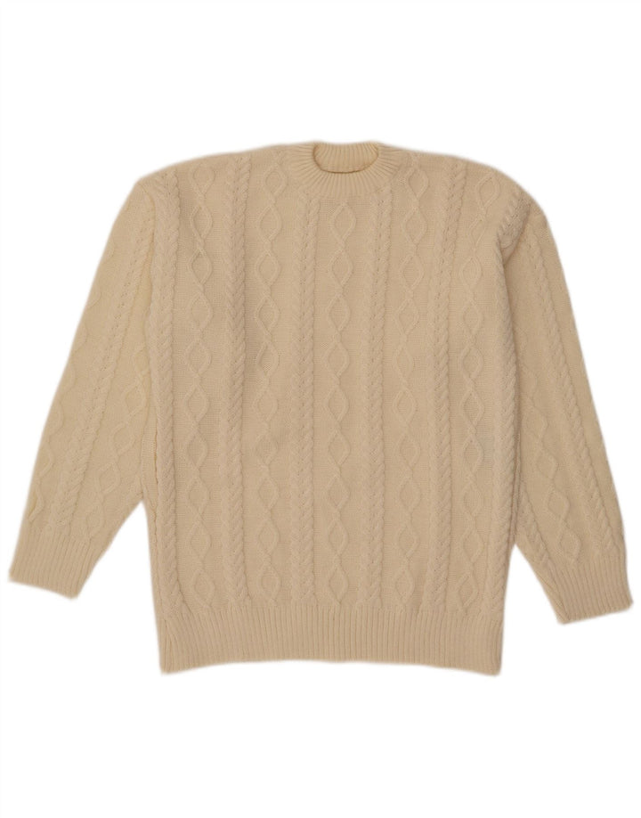 Vintage Mens Crew Neck Jumper Sweater Small Beige