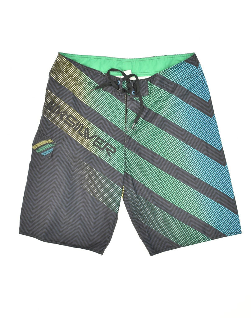 QUIKSILVER Mens Swimming Shorts W30 Medium Green Polyester | Vintage Quiksilver | Thrift | Second-Hand Quiksilver | Used Clothing | Messina Hembry 