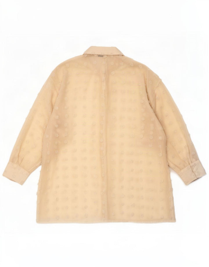 Zara Womens Oversized Longline Shirt Blouse UK 10 Small Beige Spotted