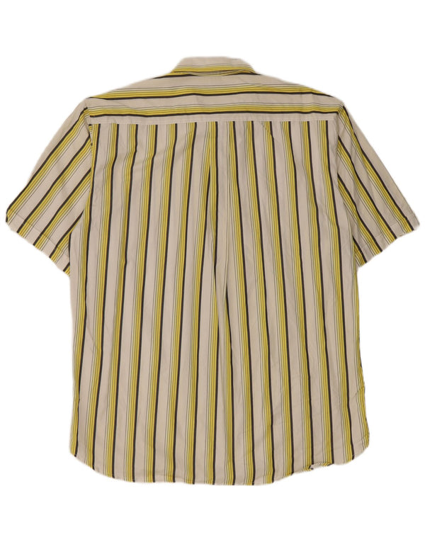Vintage Mens Short Sleeve Shirt Size 42 16 1/2 Large White Striped Cotton