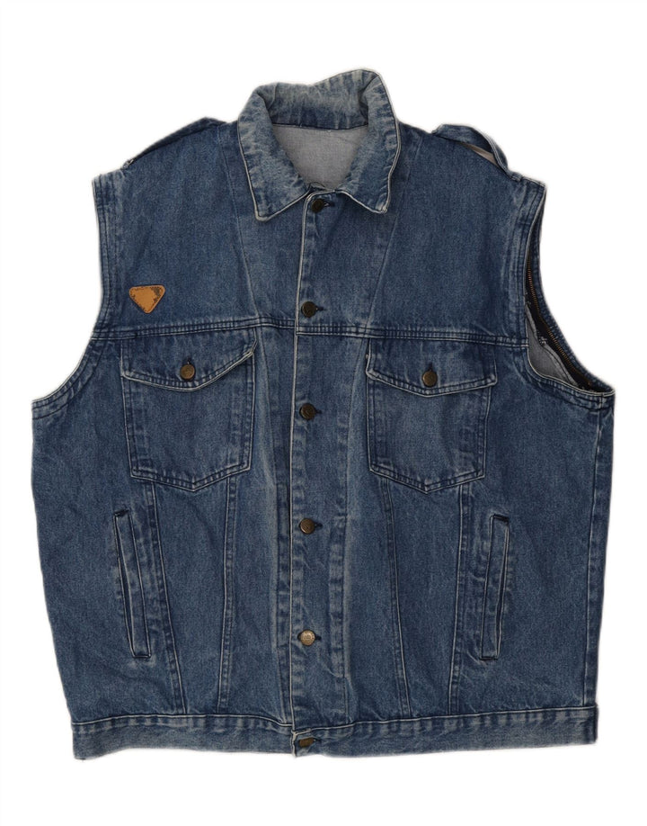 VINTAGE Mens Denim Gilet UK 42 XL Blue Vintage Vintage and Second-Hand Vintage from Messina Hembry 