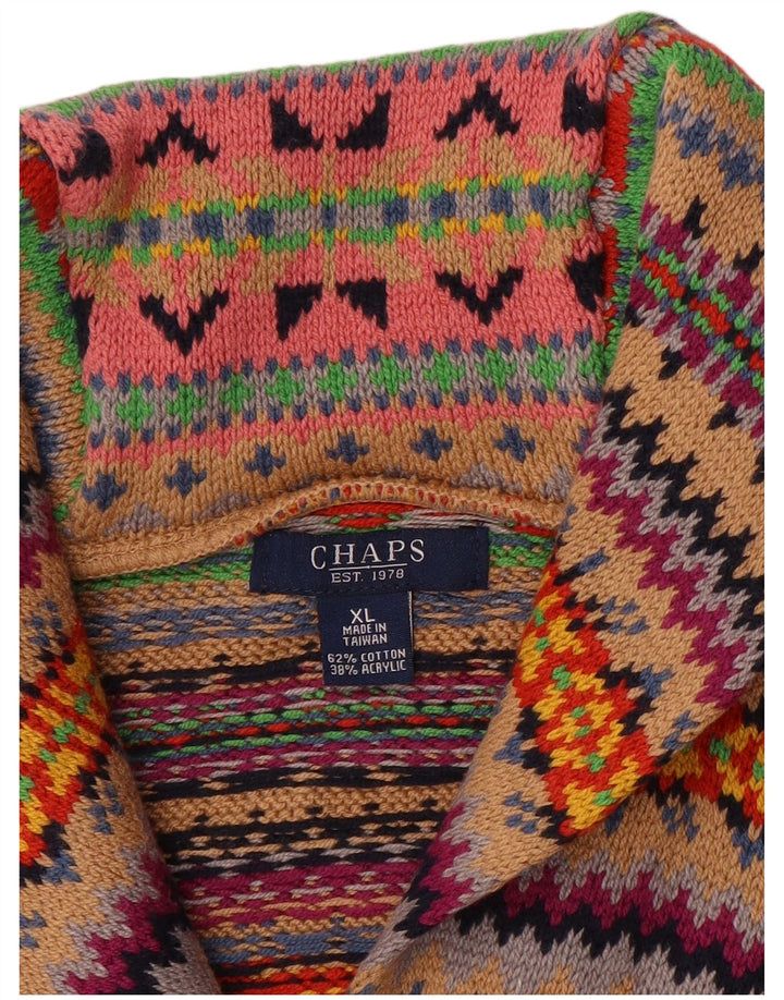 Chaps Womens Sleeveless Cardigan Sweater UK 18 XL Multicoloured Fair Isle