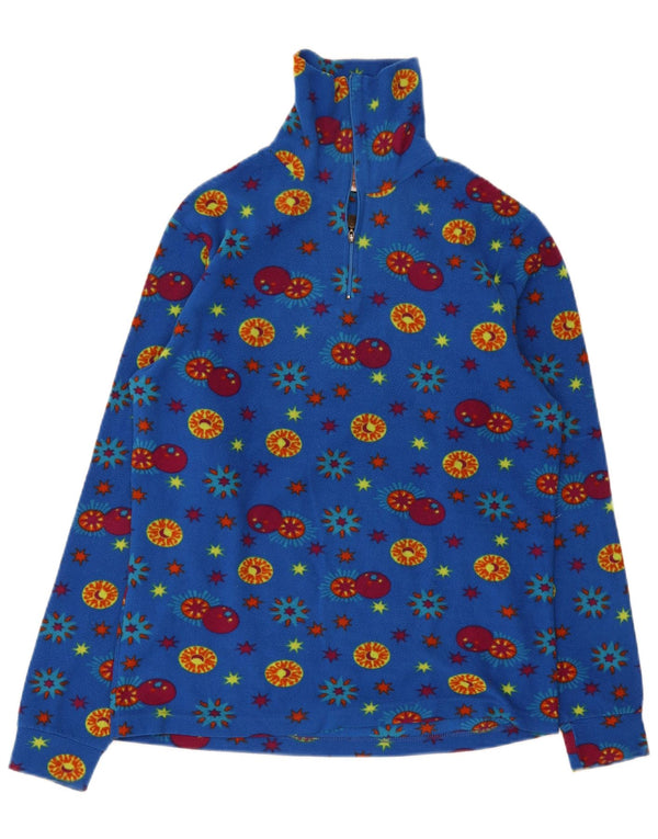 Conte of Florence Mens Zip Neck Fleece Jumper Medium Blue Floral