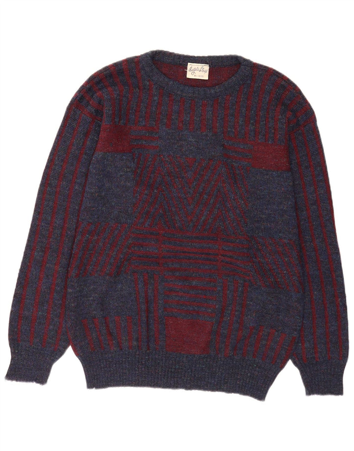 Angelo Litrico Mens Crew Neck Jumper Sweater EU 48/50 Medium Blue Geometric