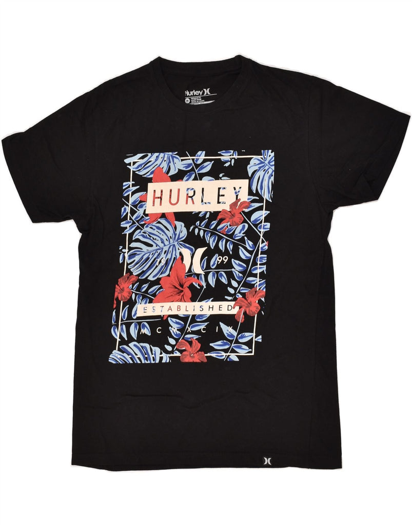 HURLEY Mens Premium Fit Graphic T-Shirt Top Medium Black Floral Cotton | Vintage Hurley | Thrift | Second-Hand Hurley | Used Clothing | Messina Hembry 