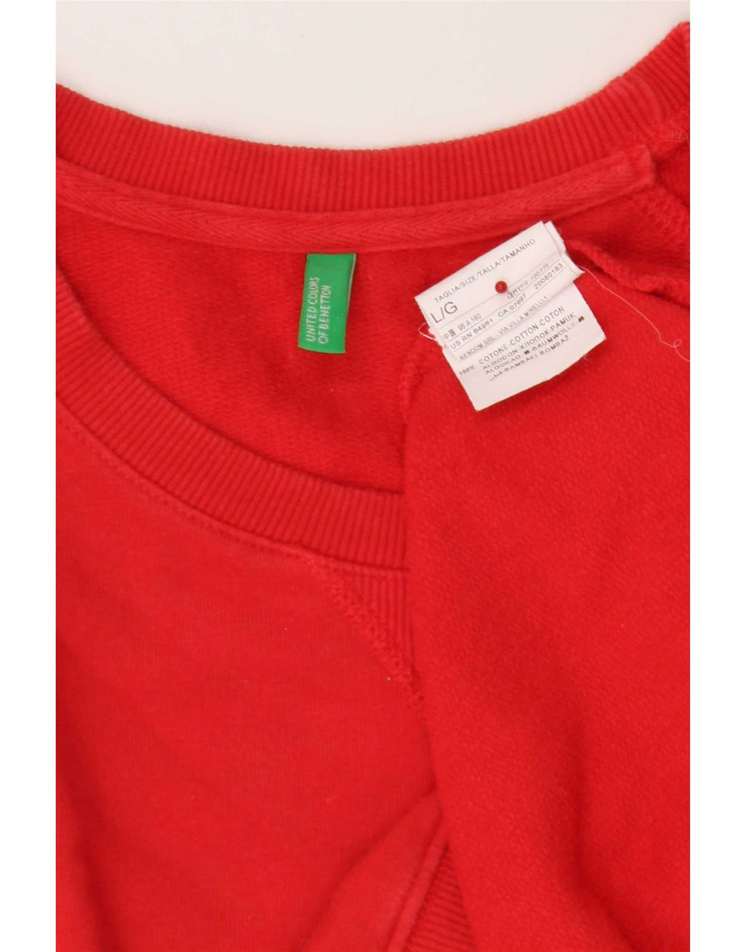 Benetton Mens Sweatshirt Jumper Large Red Cotton