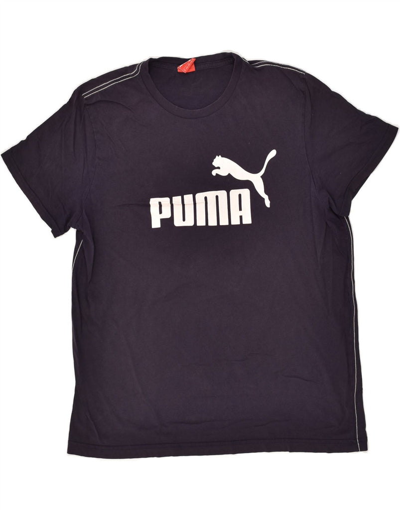 PUMA Mens Graphic T-Shirt Top XL Navy Blue | Vintage Puma | Thrift | Second-Hand Puma | Used Clothing | Messina Hembry 