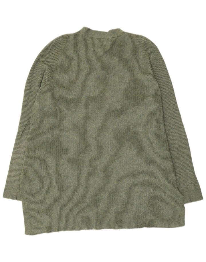 MARKS & SPENCER Womens V-Neck Jumper Sweater UK 16 Large Green Polyester