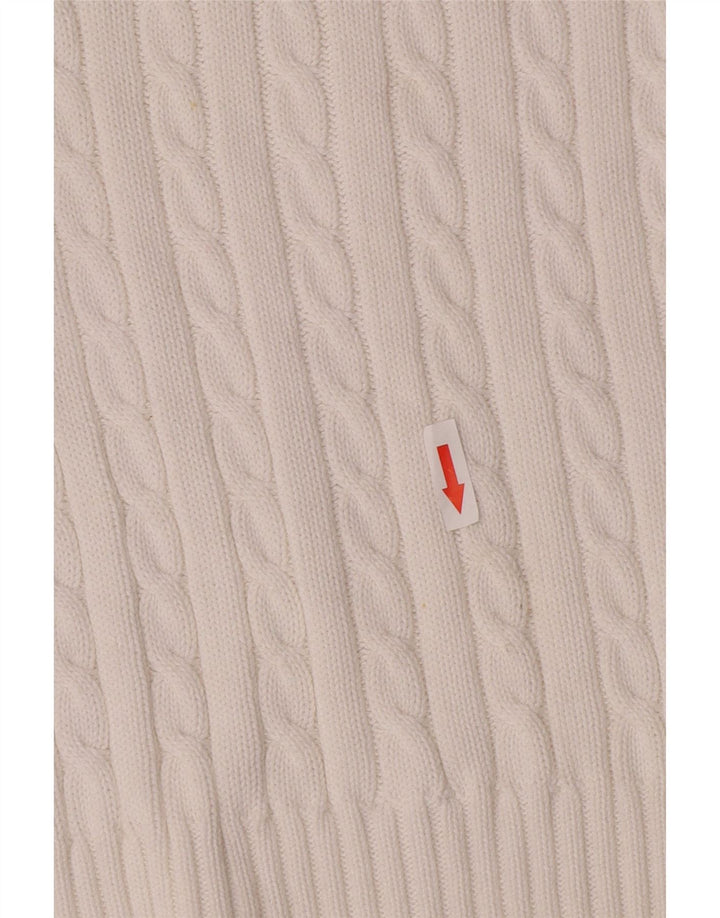 Ralph Lauren Womens V-Neck Jumper Sweater UK 16 Large White Cotton