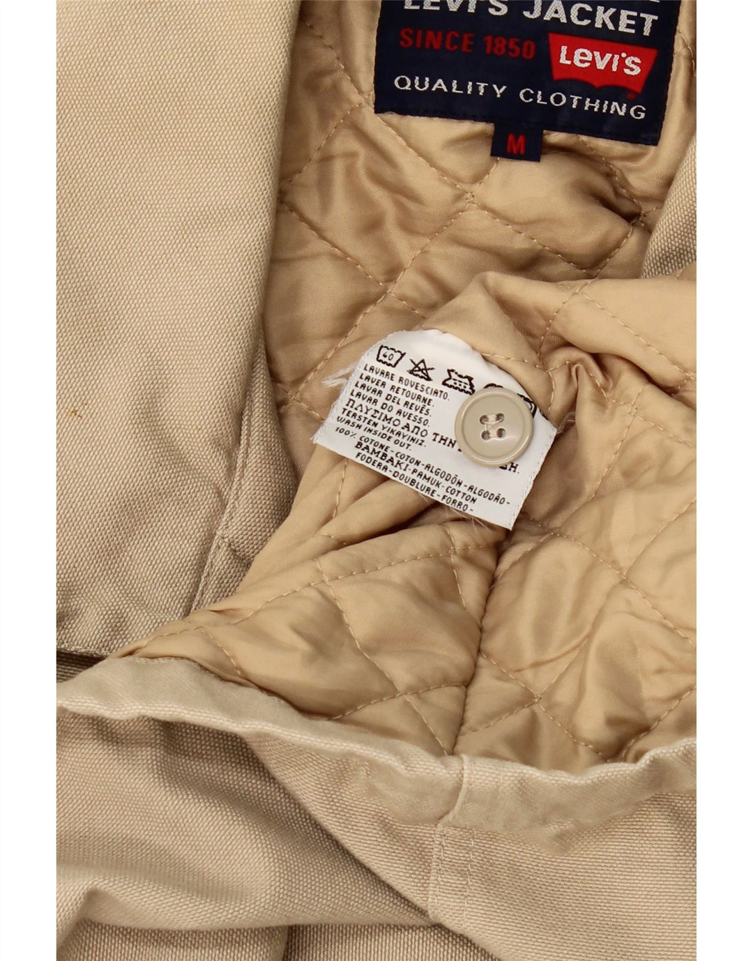 LEVI'S Mens Utility Jacket UK 38 Medium Beige Cotton Vintage Levi's and Second-Hand Levi's from Messina Hembry 