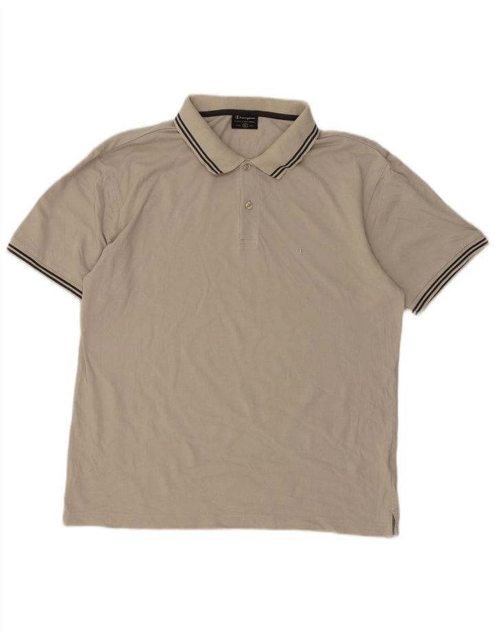 Champion Mens Polo Shirt Large Beige Cotton