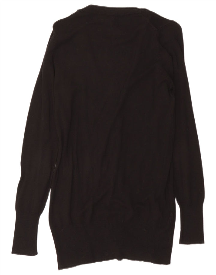 Zara Womens Longline Cardigan Sweater UK 14 Medium Black Viscose