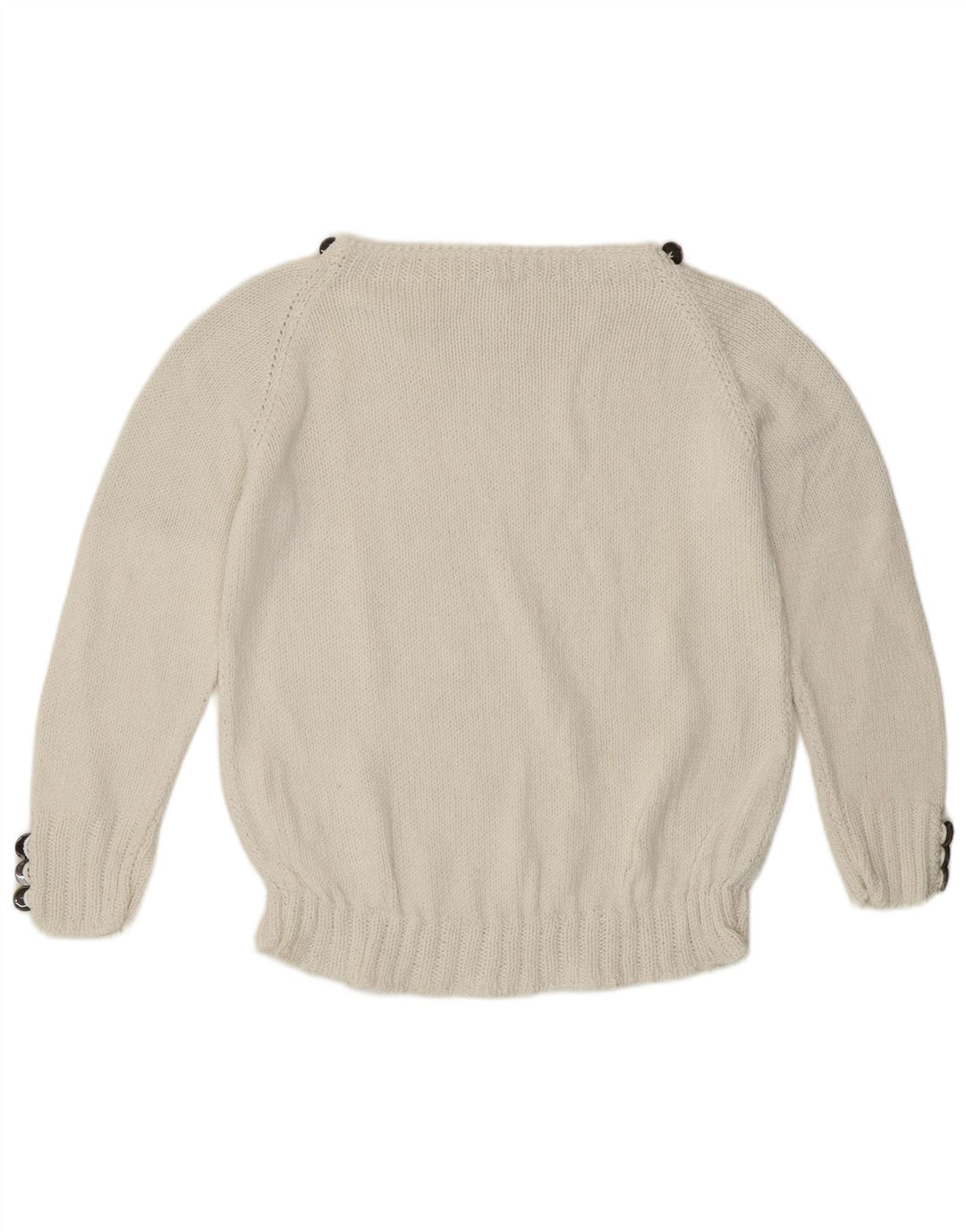 Vintage Womens Boat Neck Jumper Sweater UK 12 Medium White
