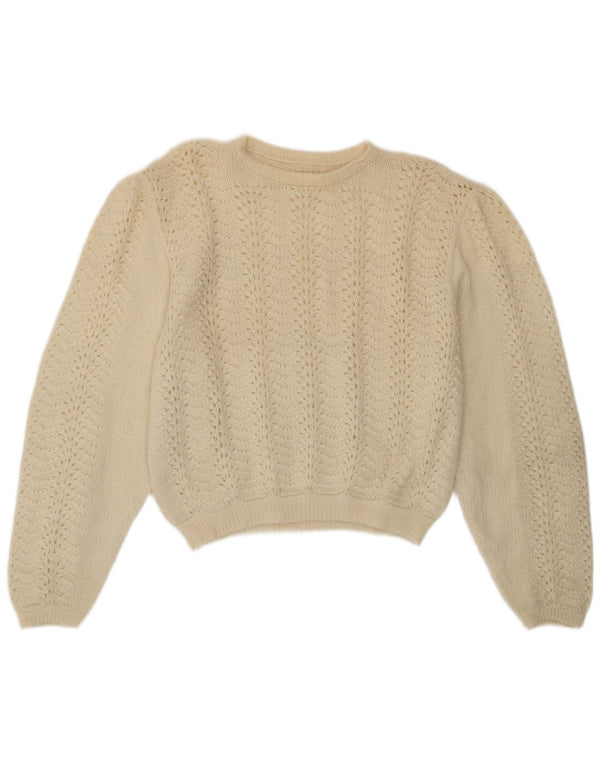 Vintage Womens Crew Neck Jumper Sweater UK 16 Large Off White