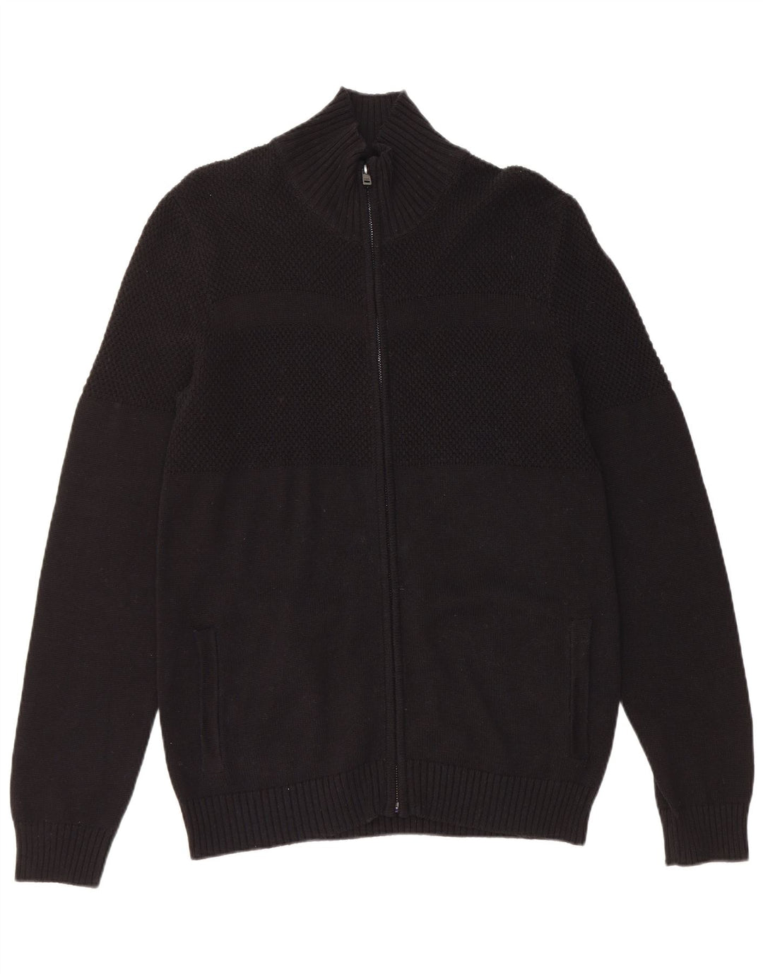 GUESS Mens Cardigan Sweater Large Black Cotton