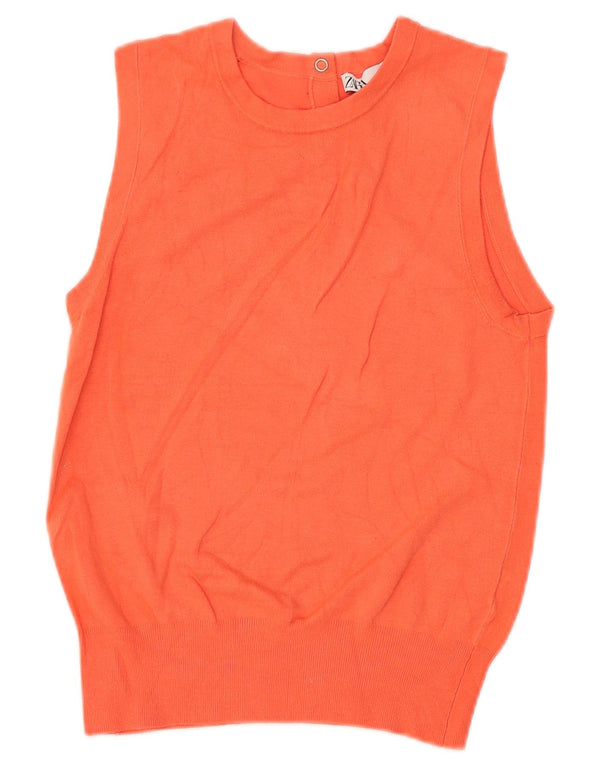 Zara Womens Vest Tank Top UK 10 Small Orange