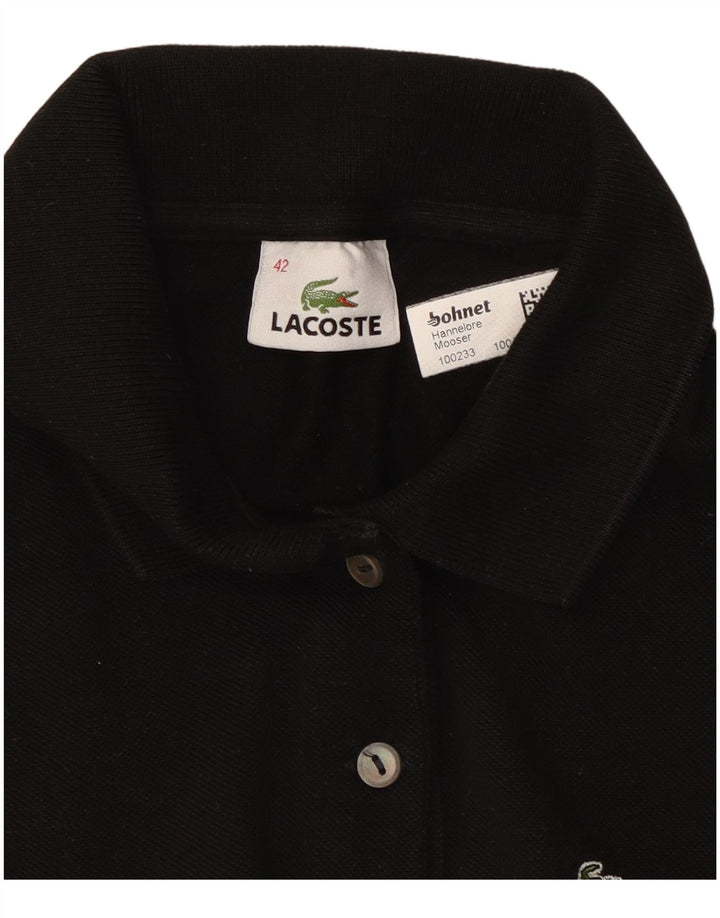 Lacoste Womens Polo Shirt Size 42 Large Black Cotton