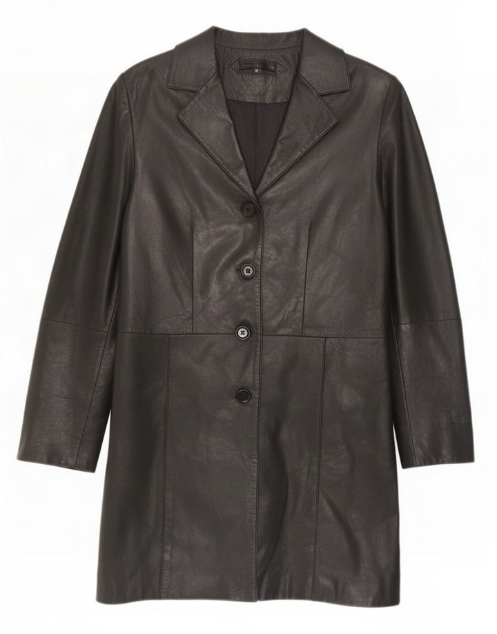Vintage Womens Leather Coat EU 36 Small Black